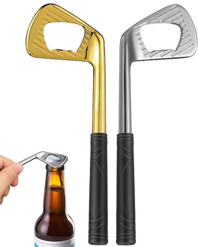 Ninnyi 2Pcs Golf Club Bottle Opener, Golden Silver Funny Personalised Unique Beer Opener for Golf Lovers Parties Tool Men Gifts