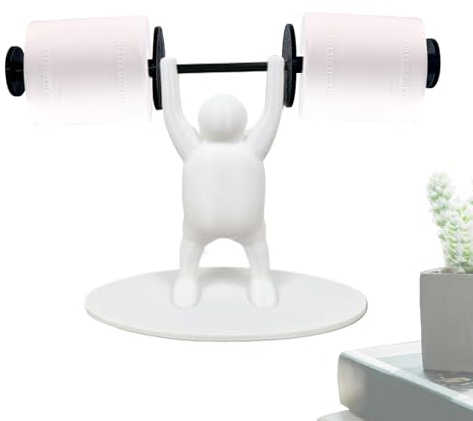 FxaumsGxuk Toilet Paper Holder Weightlifting Statue, 24x16x9cm Funny Weightlifter Toilet Roll Holder, Lifting Weights Sculpture Toilets Paper Stand, Print Fun Statue Papers Towel Holders For Restroom