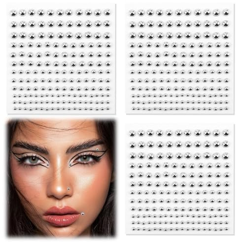 3 Faux Piercings à Lèvres, Fausse Bille Piercing Collant Lèvres Argenté | Faux piercing de nez Autocollantes Piercing de Sourcil Punk Faux Lèvres Goujons Boules non Pénétrant à Coller l'autocollant