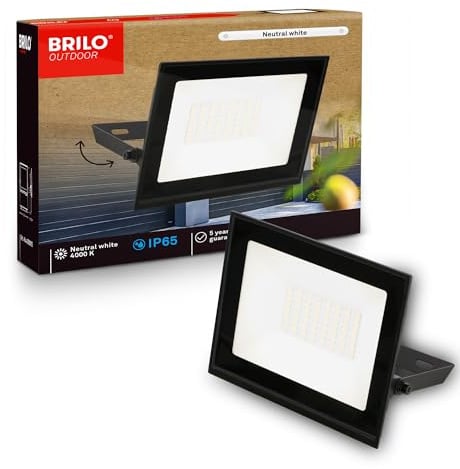 BRILONER - LED Strahler außen, Neutralweißes Licht, 30W 2700lm, Schwenkbar, IP65 Staub- und Strahlwasserschutz, Fluter, Flutlicht, Außenstrahler, Scheinwerfer, Garten, Garage, 14x17x3 cm, Schwarz