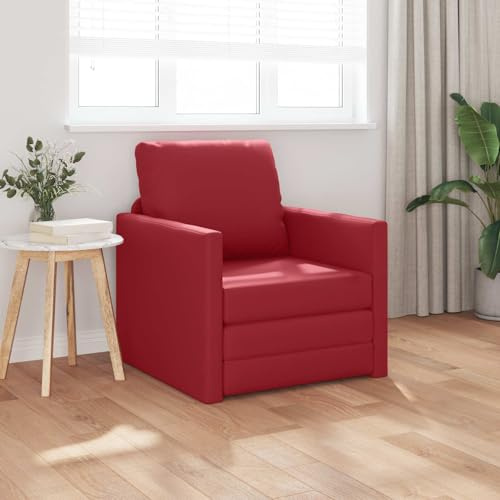 sephironlbb Schlafsofa Kunstleder Weinrot 60cm Sitzbreite mit Schlaffunktion und Liegefunktion, modernes Sofa für Wohnzimmer Gästezimmer und Jugendzimmer, langlebige Polstergarnitur mit Relaxfunktion