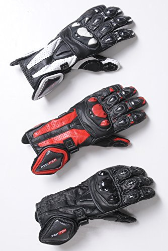 MAX MPH Apex SP Leder Motorrad Handschuhe – Knuckle, Finger und Handgelenk Schutz – Weiß/Schwarz XXL