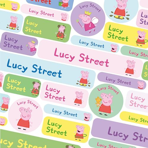 123 Name Labels for Kids No Iron Name Tags for Clothes Name Stickers for Water Bottles, School Uniform, School, Nursery, Care Homes, Washable and Dishwasher Safe for Children (Peppa Pig)
