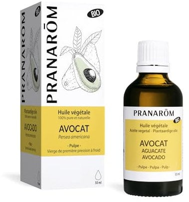PRANAROM - Aguacate - Aceite Vegetal 100% Bio - Persea Americana - Obtenido por Primera Presión en Frío y Tratamiento del Fruto del Aguacate - Conviene a las Pieles Secas e Irritadas - 50ml