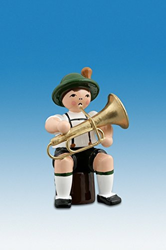 Rudolphs Schatzkiste Holzfigur Musikanten mit Hut und Tuba sitzend Höhe 7cm NEU Ganzjahresfigur Seiffen Erzgebirge Figur Dekoration Holzfiguren Weihnachten Fensterschmuck Spielzeug Deko