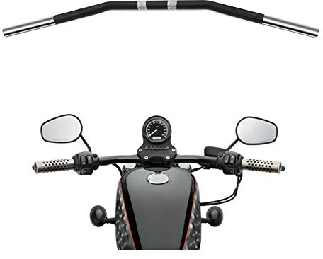 Alpha Rider Motorcycle Handlebars - 1 inch Drag Style Steel Handlebars Drag Bar Dimpled for Harley Sportster 883 1200 Nightster 07-later XL