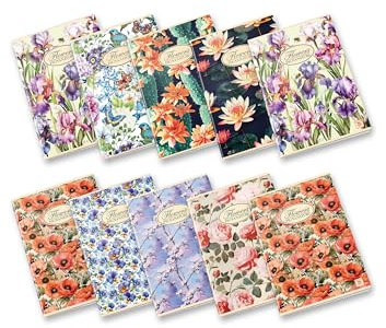 Pigna, Maxi Notizbuch Natur Blumen, A4 21x29,7 cm, 5M innen, 5 mm quadratisch, 80 g/qm, Recyclingpapier, sortierte Themen, 10