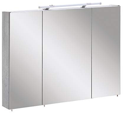 Schildmeyer Bello Spiegelschrank, Holzdekor, Steingrau, 90.0 x 16.0 x 75.0 cm