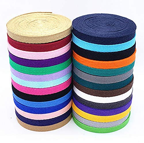 Egurs Baumwoll Gurtband 140m/28 Farben 10mm Nahtband Köperband Schrägband,28 Farben,Jede Farbe ist 5 Meter