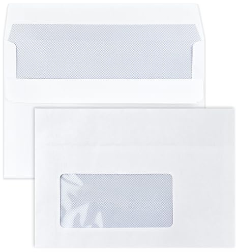 Netuno 1000 Briefumschläge Weiß DIN C6 mit Fenster links selbstklebend 75g | 11,4 x 16,2 cm · weiße Geschäftsumschläge · für Rechnungen, Briefe, Korrespondenz, Dokumente, Büro & Geschäftspost