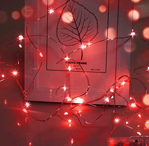 cshare Halloween Deko Lichterkette für Mädchen-Schlafzimmer mit 30 LEDs batteriebetriebene Lichterkette, flexible Silberdraht-Lichter für Wand, Hochzeit,Party,Weihnachten,Halloween Deko (Rot)