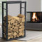 BAKAJI Porte-Bois Vertical Support étagère rectangulaire en métal Porte Bois d'intérieur extérieur Bois Maison Jardin pour cheminée cheminée cheminée poêle Design Moderne (100 x 25 x 60 cm)