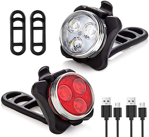 Bike Light Set | SEE & BE SEEN | Super-Bright! | 3x Bigger & Rechargeable Batteries | Water & Dirt Proof | Uncompromising Safety with 4 Extremely Useful Lighting Modes | Easy-To-Use Mounting System