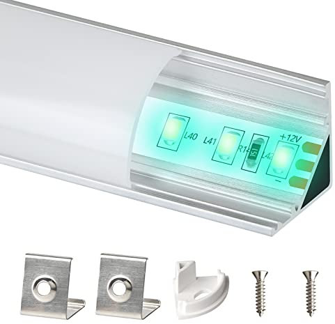 KWODE Profilé en V en Aluminium LED 1 m x 10 Pièces, Découpable pour Bande LED (1-13 mm), Channel Rail (10pcs - v)