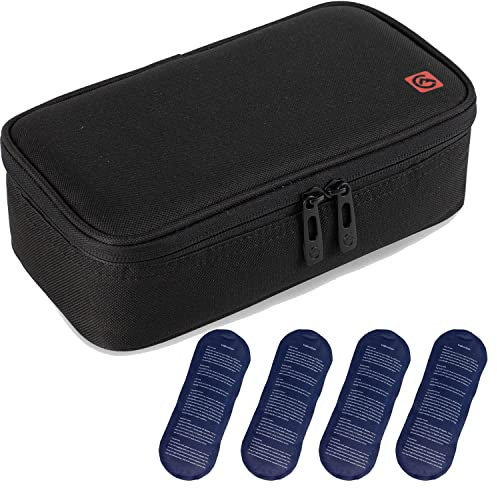 ALLCAMP Sac Isotherme à insuline Organiseur Portable pour médicaments pour diabétiques avec 4 Blocs réfrigérants Doublure Isolante et Porte-Stylo Noir