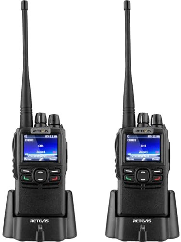 Retevis RB22 Digital Walkie Talkies, Radio 4000CH Digital/Análogo Radio de Dos Vías, DMR Radio de Mano IP66 Impermeable, TDMA, SMS, FM, Walkie Talkie Profesional para Negocios (Negro, 2 Unidades)