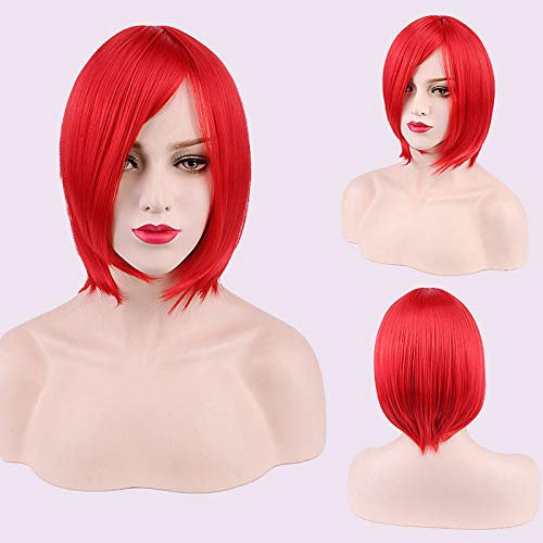 Halloween Fashion Christmas Party Dress Up Wig Cosplay Wig Short Hair Thickened Face Closed Face Short Hair Color Bobo Headgear Color: 3021-17/Red