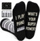 sockfun Klaviergeschenke für Männer – Socken für Klavierspieler Lehrer, Weihnachtsgeschenke, Musiksocken für Musiker, Piano Black Super Power, Medium