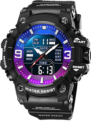 findtime Herren Sportuhr Analog Digital Armbanduhr Sport Digitaluhren Militär Uhr Outdoor Männer 5ATM Wasserdicht Herren Uhren mit LED Wecker Datum Stoppuhr 12/24H Großes Zifferblatt
