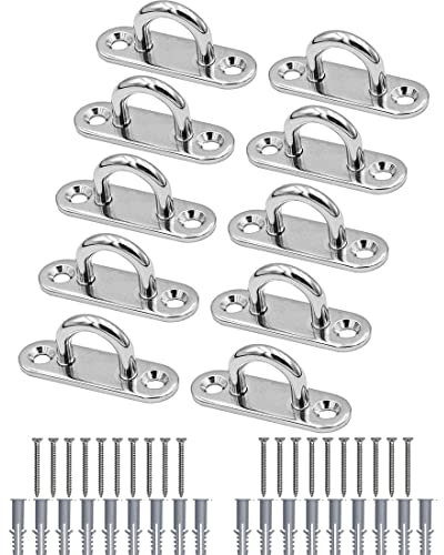 AstarFavor Edelstahl Augplatte mit Öse, 10 Stück Deckenhaken, Bootszubehör, Decksplatte, Wandbefestigung, für Aufhängen von Gegenständen