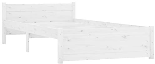 vidaXL Massivholzbett Kopfteil Einzelbett Bettgestell Lattenrost Bettrahmen Schlafzimmerbett Bett Holzbett Schlafzimmermöbel Weiß 90x200cm