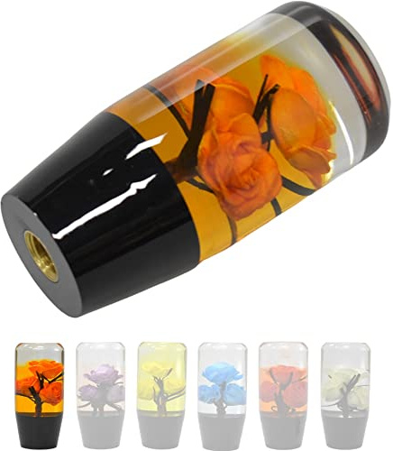 JINGLING Schaltknauf Underwater Flower Manual Stick AT MT Car Universal Custom Schalthebelkopf mit 3 Arten von Adaptern (Orange, 10CM)