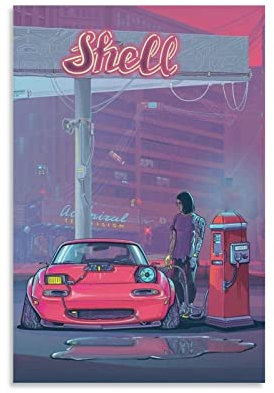 JDM-Stil Auto-Poster Mazda MX-5 Miata Illustration Poster Dekorative Malerei Leinwand Wandposter und Kunstbild Druck Moderne Familie Schlafzimmer Dekor Poster 30 x 45 cm