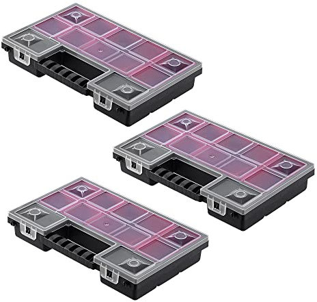 KADAX Organizer, Werkzeugkasten aus Kunststoff, Kleinteilmagazin mit transparentem Deckel, Kleinteilemagazin in verschiedenen Größen, Sortimentskasten (28x18cm / 3 Stück)