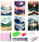 HonGien 5D Diamond Painting Kits, Diamant Malerei Kits, 6 Stück Diamant Painting Bilder für Kinder und Erwachsene, für Home Wall Decoration 30x40cm/12x16(Berge)