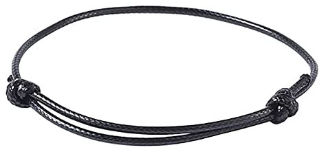 ZENSE - Schwarzes dünnes Armband für Männer aus verstellbarem Wachsseil ZB0360