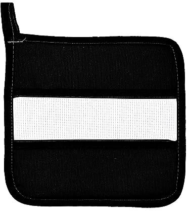 MAGIE DI CASA Topflappen, einfarbig, SIENA, quadratisch, 20 x 20 cm, mit Ethamin, einfarbig, zum Besticken - Made in Italy (schwarz)