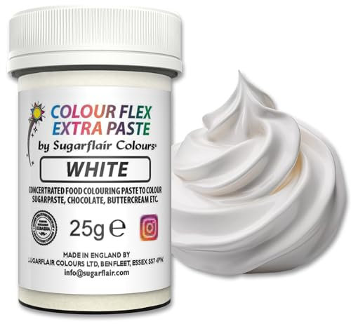 Colour Flex Food Colouring Paste White - Extra Concentrated, Vibrant Food Colouring For Buttercream, Chocolate, Sugar Paste, Icing, Fondant, Royal Icing, Cake Decorations and More - 25g