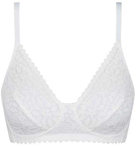 DIM Soutien-Gorge Femme Sans Armatures Daily Dentelle x1, Blanc, 90D