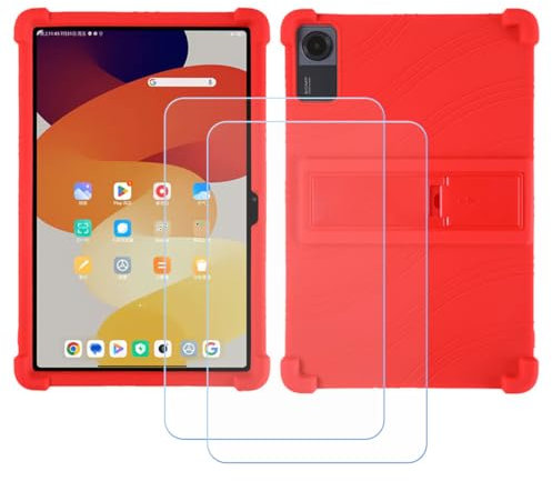 Generic Custodia per TCL Tab 10S 5G, Silicone Case Sottile Cover TPU Caso Morbido Copertura + 2 Pellicola Protettiva in Vetro Temperato per TCL Tab 10S 5G (10,1) - Rosso