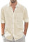 J.VER Leinen Hemd Herren Langarm Leinenhemd Regular Fit Sommerhemd Männer Freizeithemd,Beige,XXL