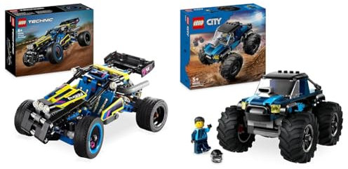 LEGO Technic Buggy da Corsa, Macchina Giocattolo per Bambini, Bambine & City Monster Truck Blu, Giocattolo Fuoristrada Off-Road da Costruire