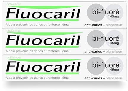 FLUOCARIL - Zahnpasta gegen Karies, bifluoriert, 145 mg – verstärkter Zahnschmelz und starke Zähne – Hilft Karies vorzubeugen und das natürliche Weiß Ihrer Zähne wiederherzustellen (3 x 75 ml)