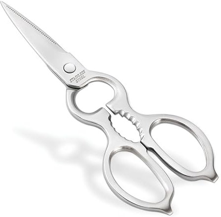 Küchenschere, 20cm Mehrzweck Küchenschere, Edelstahl Multifunktionsschere, Haushaltsschere, Küchenhilfe, für Küche, Huhn, Geflügel, Fisch, Fleisch (Silber)