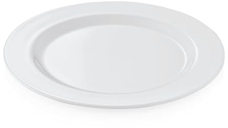 Playflip Lot de 25 assiettes plates en mélamine blanche incassable Ø 25 cm