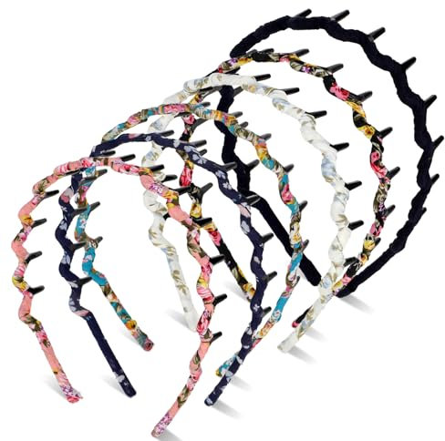 COMNICO Lot de 6 serre-têtes en forme de zigzag - En plastique - En forme de U - Dents ondulées - Accessoire pour femmes, hommes et filles - Pour se laver le visage