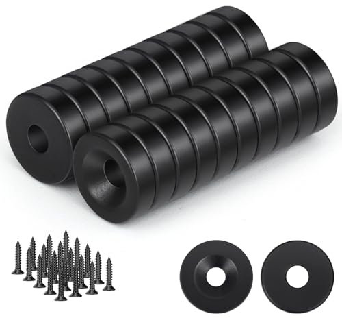 Wukong 20 StüCk Schwarze Runde Magnete, 10x3 Mm Mini-Magnete Mit Loch, Topfmagnete Mit Schrauben FüR KüHlschrank, Whiteboard, Pinnwand, BüRo Und Bastelarbeiten
