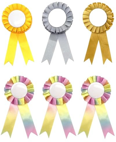 KGDUYC 6 Stück Turnierschleifen, Turnierschleife Pferd, Hobby Horse Rosettes, Rosetten für Gewinner Fun & Vibrant - und Regenbogenfarben for Horse Accessories,pink bows for horse