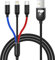Multi Cavo di Ricarica,3 in 1 Multiplo Cavo USB Type-C 1.2M Ricarica Rapida Filo Caricabatterie Nylon Intrecciato Cavetto Micro USB Tipo C Lightning per Samsung iPhone OPPO Huawei Redmi Android,Nero
