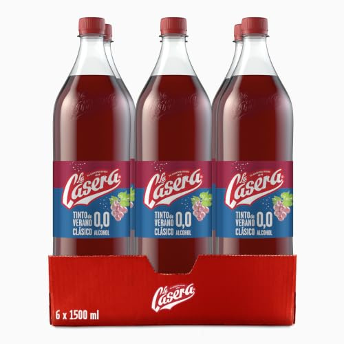 La Casera® Tinto de Verano con Gaseosa 0,0%, Bebida Refrescante Sin Alcohol - Botella, Pack 6 x 1,5 L