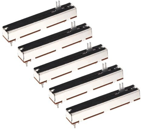 QUARKZMAN 5 Stück Schiebepotentiometer 10K Ohm Slide Potentiometer Doppelter Linear 60mm 6 Pins Elektronisches Potentiometer mit Metallgriff