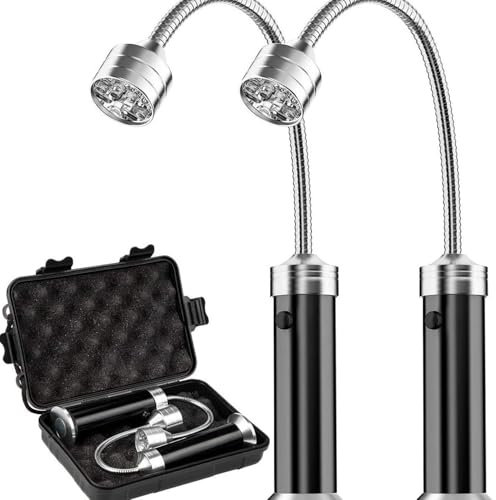 Comioke 2 Pezzi Lampada Barbecue Magnetica,Luce della Griglia con Tubo Flessibile 360 Gradi Regolabile,Luce per Barbecue con Scatola Portaoggetti,per Barbecue,Campeggio,Feste,Attività all'aperto,Nero