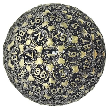 D100 Metallwürfel-Hochleistungs, polyedrische 100-seitige Würfel, Präzisions-Rollenspielwerkzeug | Single 100-Seiten-Würfel für ernsthafte Spieler, Sammler und Enthusiasten, ideal für RPG- und Würfels
