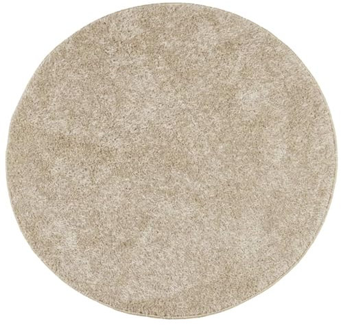 Eleganz Hochflor-Teppich ISTAN Ø 100 cm - Luxuriöser Shaggy Teppich für Wohnzimmer & Schlafzimmer - Beige, glänzend, weich & pflegeleicht