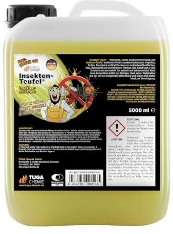 TUGA Chemie Insekten-Teufel Insektenentferner – Kraftvoller Insektenreiniger für Auto, Lack, Glas & Kunststoff – Schonende Formel – 5 L Kanister - Made in Germany