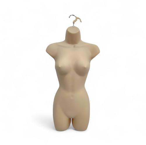 Skin-Full Hanging Female Mannequin Torso – Lightweight Polyethylene Display Bust – Wall-Mountable Body Form